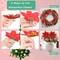 12PCS Christmas Poinsettia Flowers Decorations Artificial Red Glitter Poinsettia Ornaments with Clips & Stems for Xmas Tree, Wreaths, Garland, Holiday Decor